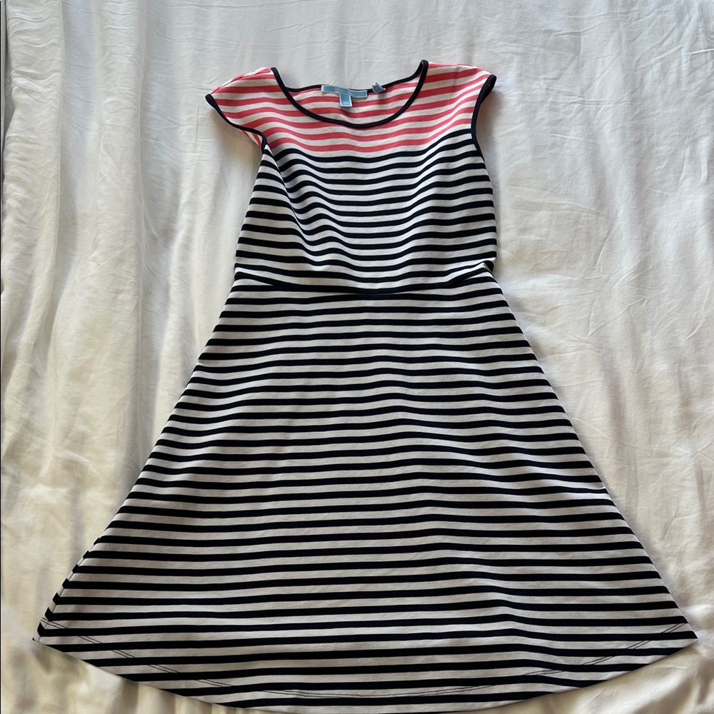 Draper James Navy and Pink Striped Dress